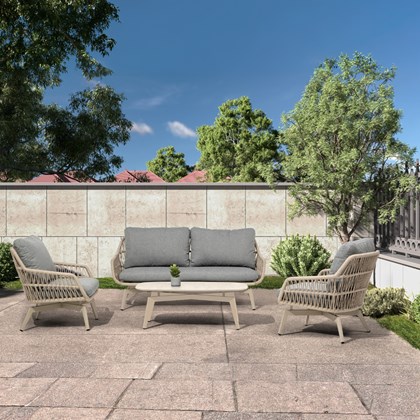 Aluminium Rope Sofa 4pcs Set Grey-Beige