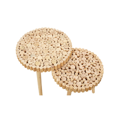 Set of 2 Coffee Tables – Natural Wood & Pine