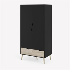 Oslo Wardrobe with 2 doors  &  2 drawers Black