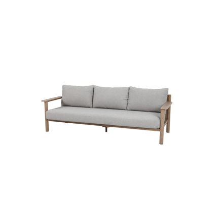 Set 4 Aluminum Sofa 3 Seater Sofa – Beige / Wood Finish.