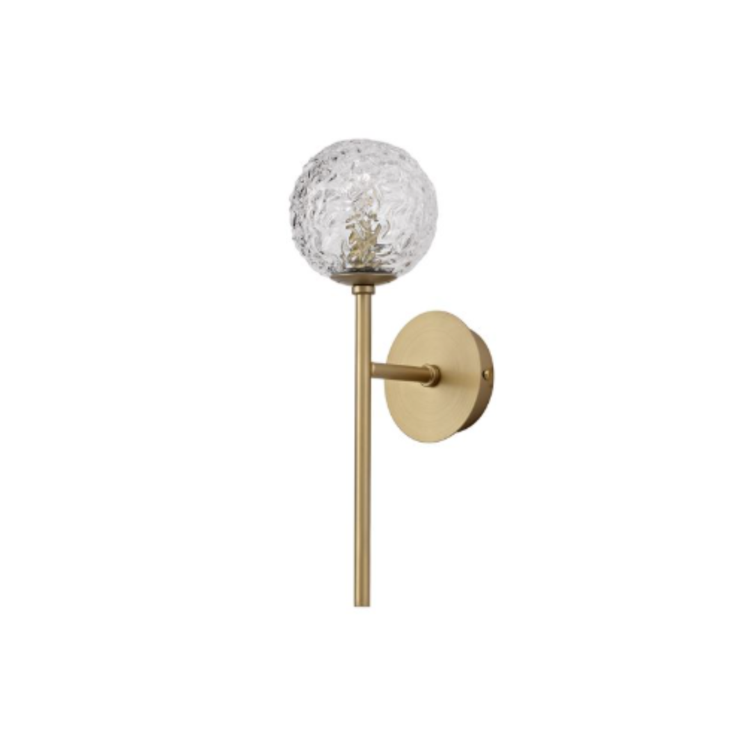 Wall Lamp Clear Structured Glass with  Brass