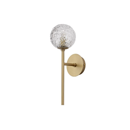 Wall Lamp Clear Structured Glass with  Brass