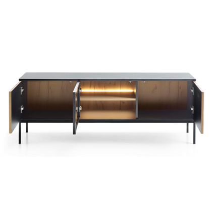 TV Cabinet Showcase and 2Doors - Wotan Oak and Black