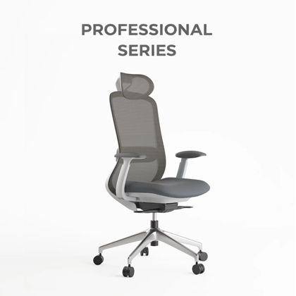 Office Chair with Adjustable Headrest - Grey