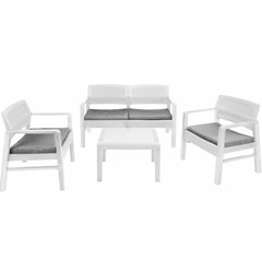 Sofa Set White With  Grey Cushion