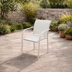 Alum Padded Sling Stacking Chair – Matt White