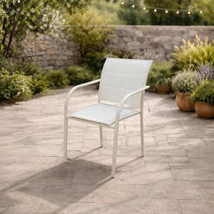 Alum Padded Sling Stacking Chair – Matt White
