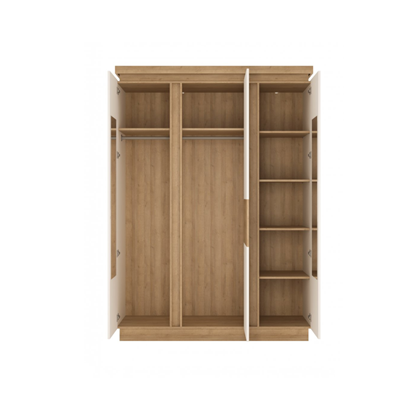 3 Doors Wardrobe – Riviera Oak Light & White High Gloss
