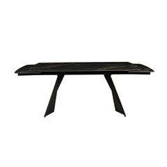 Extendable Dining Table - Black-Gold Ceramic Top 165 x (40 +40) x 90 x76 cm