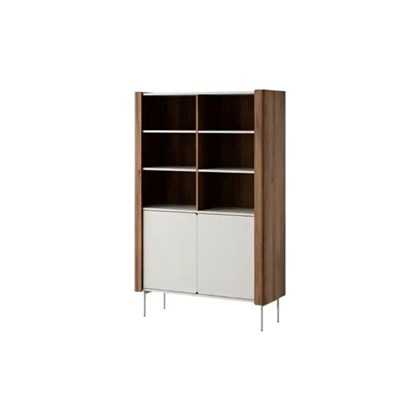 Two-Door Cabinet with Shelves - Cashmere & Walnut
