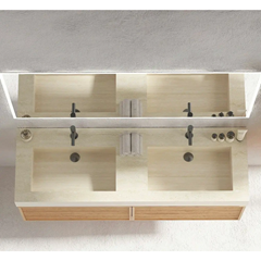 Bathroom Vanity with Travertine Basin & LED Mirror