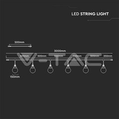 Led String Light 3M3 W Bulb Blk IP65