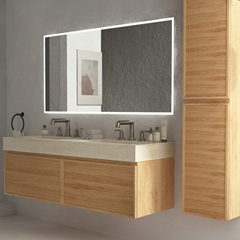 Bathroom Vanity with Travertine Basin & LED Mirror