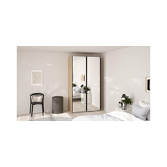 Como Wardrobe with 2 Sliding Doors – Jackson Hickory & Mirror