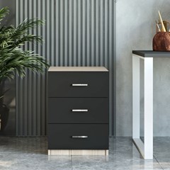 Office Chest With Drawers Oak Larex Black