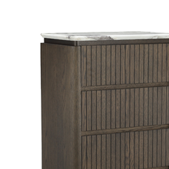 Tallboy - Ceramic Marble Effect Top with Dark Brown Oak MDF