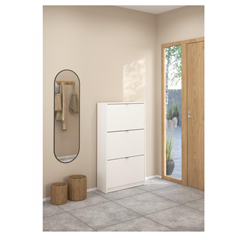 Shoes Cabinet with 3 Tilting Doors – White
