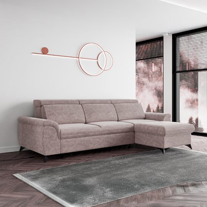Sofa RH with Adjustable Headrests & Storage -  Grey