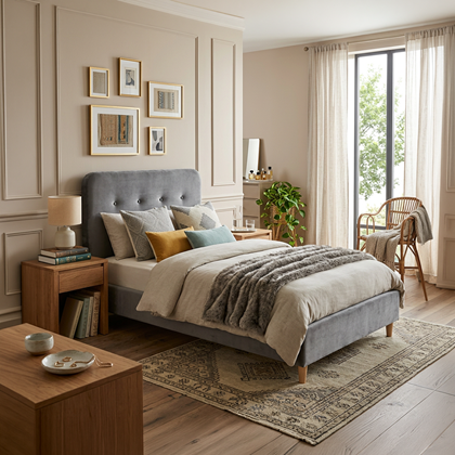 Upholstery Bed Grey 90x200 - Grey