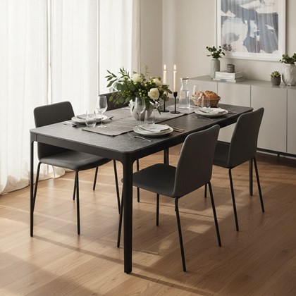 Dark Grey Dining Table - L180 x W90 x H76cm