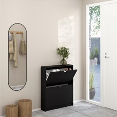 Black Shoes Shoe Cabinet with 2 Tilting Doors