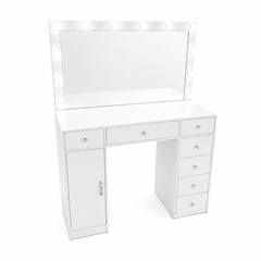 Dressing Table with Melamine LED Mirror & USB Socket  116x140– White