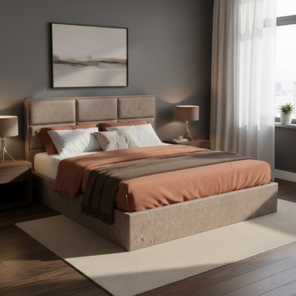 Upholstery Bed with Gas Lift 180x200cm – Brown