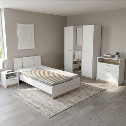 Single Bedroom Set – Oak & Matt White