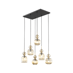 Sophia Cognac Hanging Lamp – Amber & Black/Gold