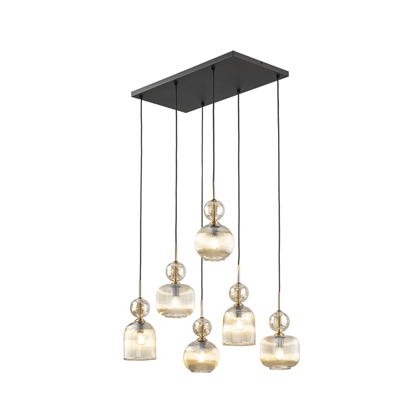 Sophia Cognac Hanging Lamp – Amber & Black/Gold