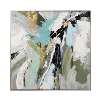 Abstract in  Light Blue and Olive Acryl Paint 102X102 cm