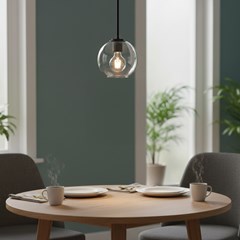Pendant Lamp – Black Metal & Glass
