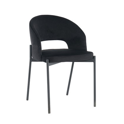 Dining Chair Velvet Black with Black Legs