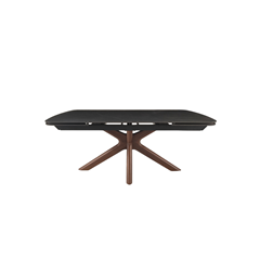 Extension Table W180/220/260 x D90 x H76 cm–Matt Black/Dark Brown Walnut
