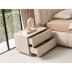 Bedroom Set 200x180cm - Cream & Dark Walnut