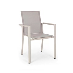 Outdoor Chair with Armrests In Aluminium and Textilene in Taupe