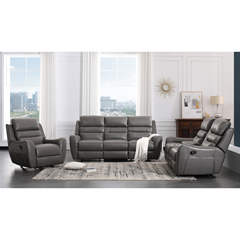 Set Manual Recliner Grey 3, 2, and 1-Seater