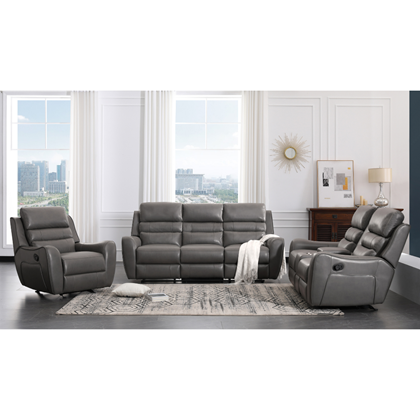 Set Manual Recliner Grey 3, 2, and 1-Seater
