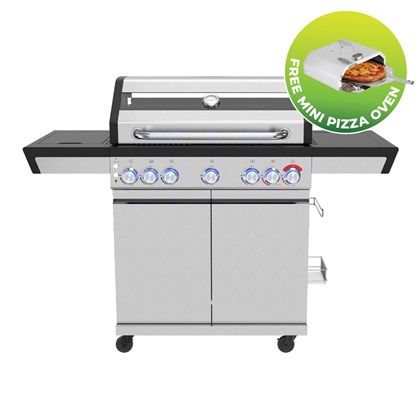 Black & Stainless Steel BBQ - 5 Burner