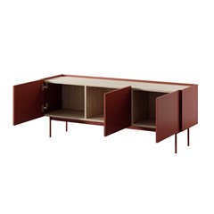 TV Cabinet –  Ceramic Red & Linea Oak