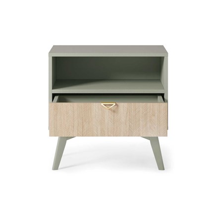 Nightstand 1Shelf 1Drawer - Herringbone Scandi & Eucalyptus