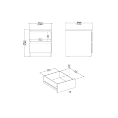 Black bedside with 2 drawers