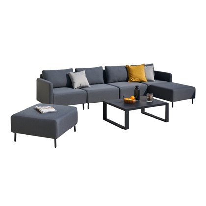 Outdoor Corner Sofa Set of  7 - Grey & Black