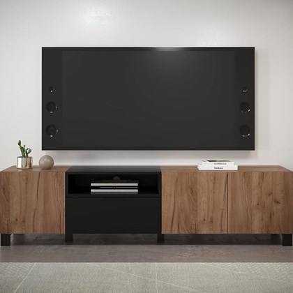 Tv Cabinet Brown Oak Matt Black Finish