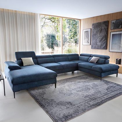 Corner Sofa Bed with Chaise – Left, Blue