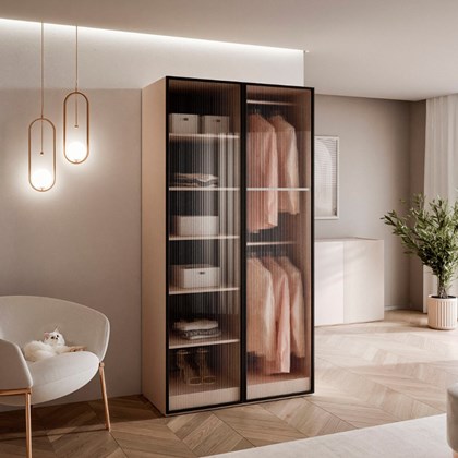 Wardrobe with Milled Glass - Cashmere