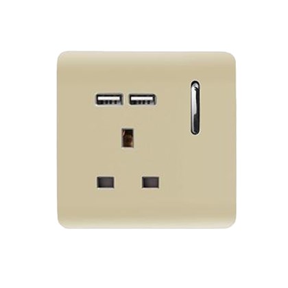 Trendi Switch 1 Gang 13 Amp Screwless USB Electrical Plug Socket Gold