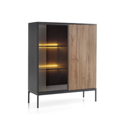 Sideboard Showcase Large 2 Doors - Wotan Oak and Black