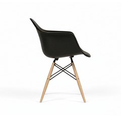 Arm Chair with Wooden Legs & Metal Frame – Black
