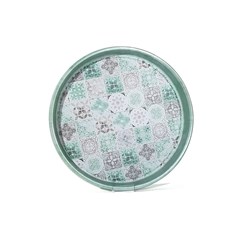 Round Tin Tray 33xH4cm - Green